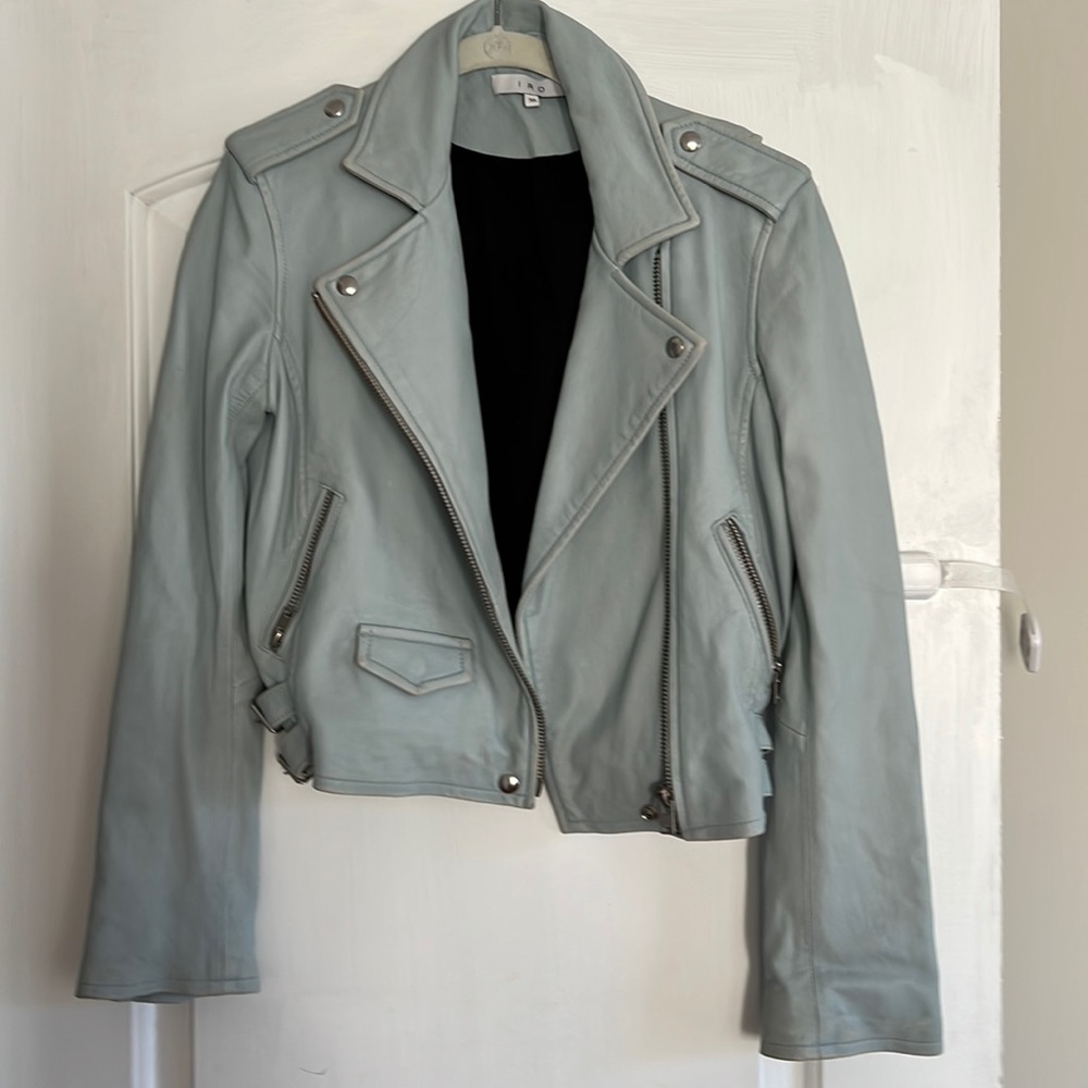 Stunning light blue soft Iro leather jacket size 38